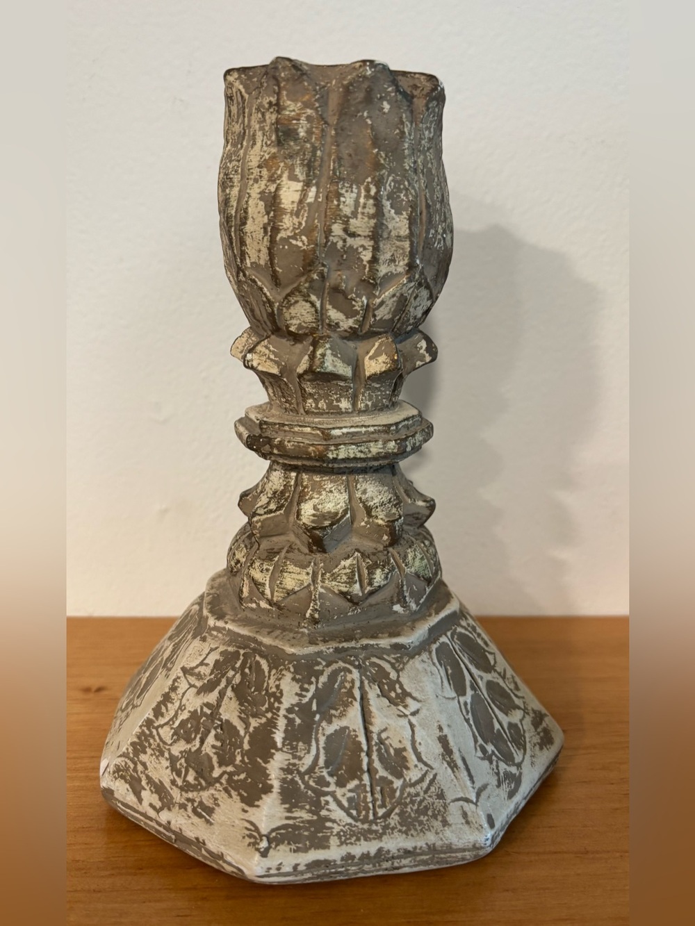 Distressed Architectural Finial Candle Holder Farmhouse Decor